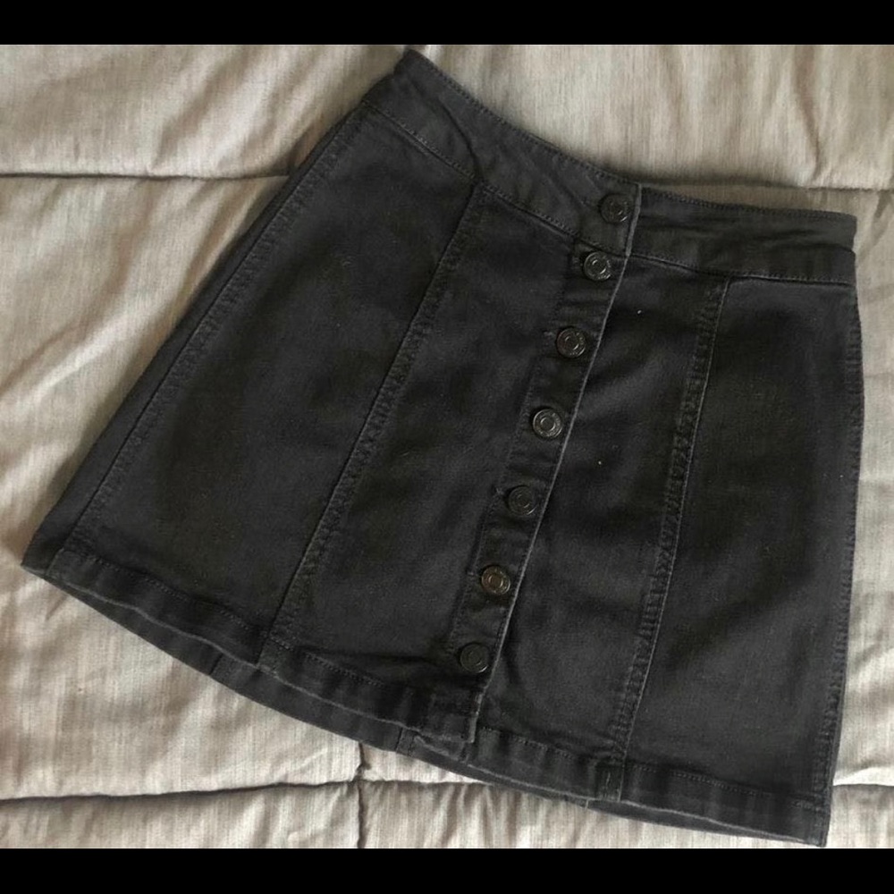 Black denim skirt